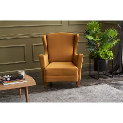 Poltrona estilo wingback NUPI amarela