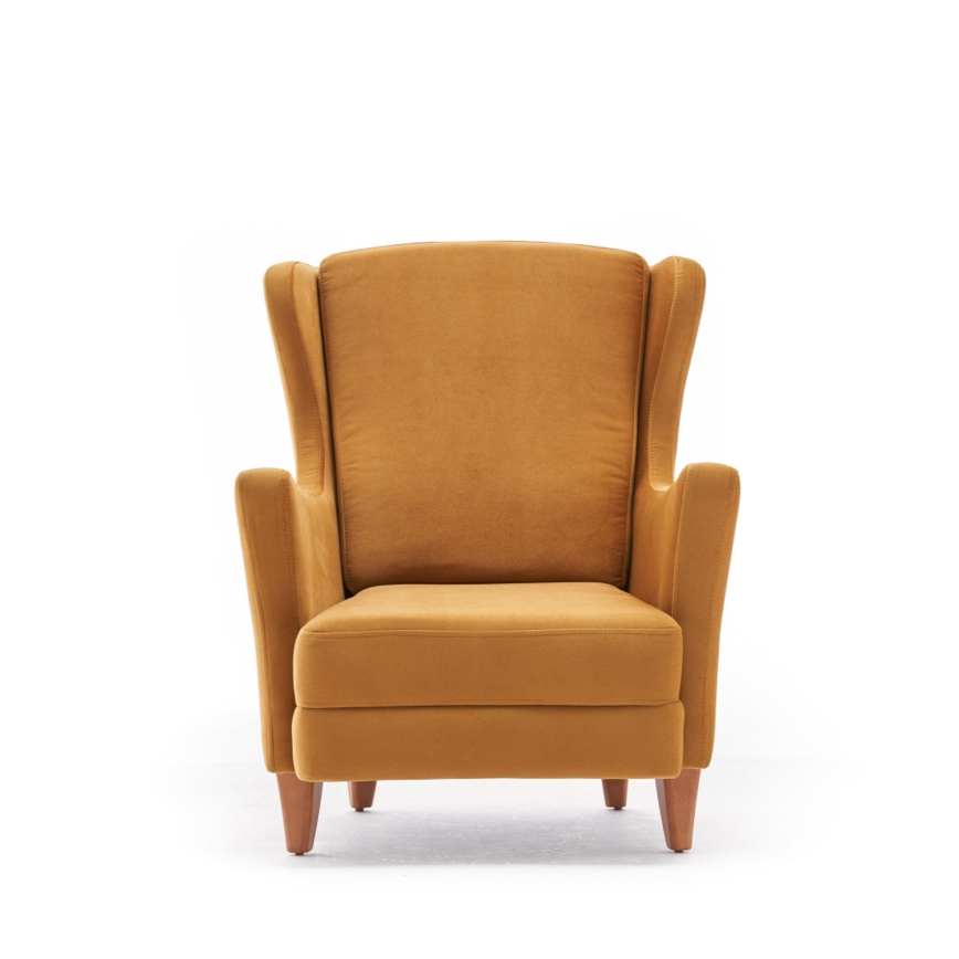 Poltrona estilo wingback NUPI amarela