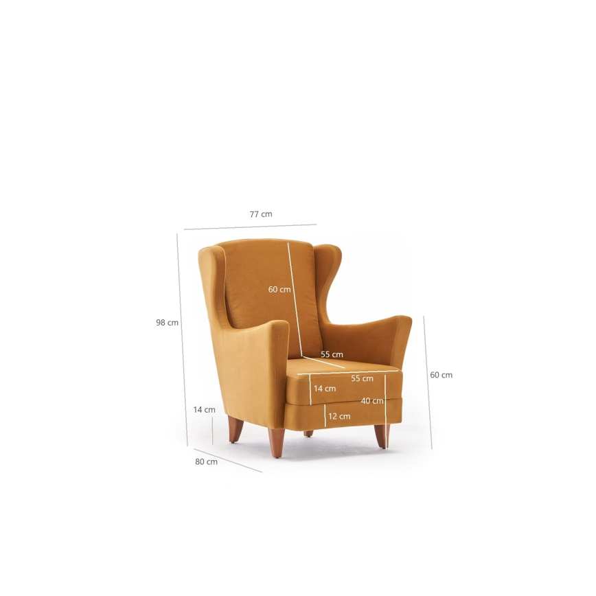 Poltrona estilo wingback NUPI amarela