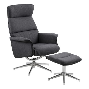 Poltrona reclinável com apoio para os pés DELIA cinza escuro