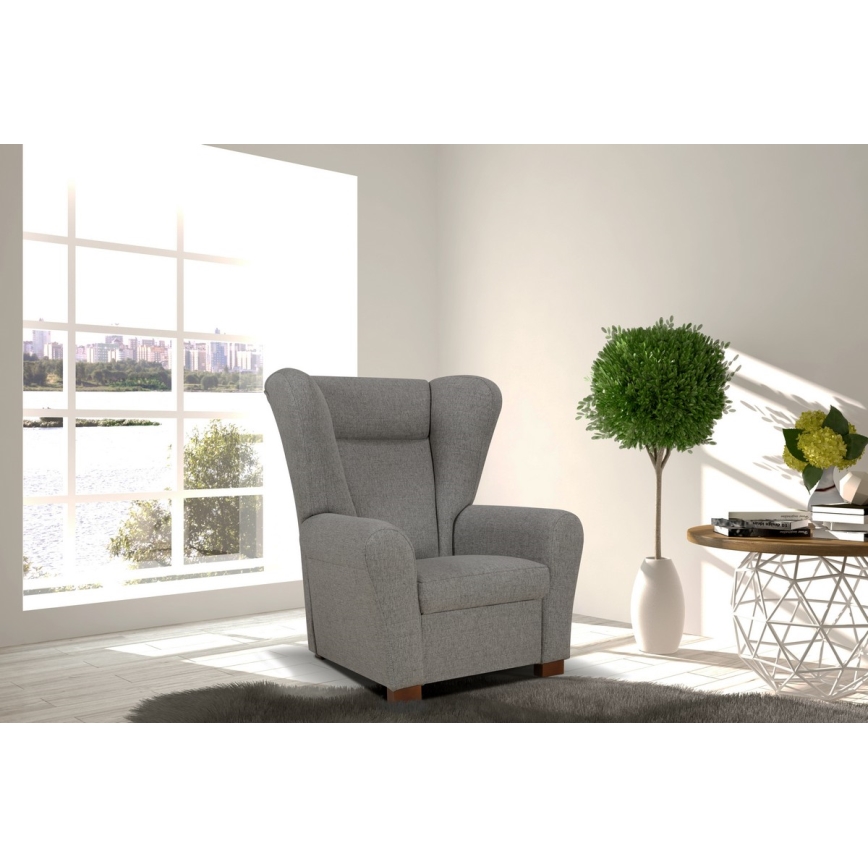 Poltrona tipo wing VIVA, cinza escuro