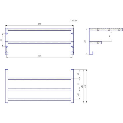 Porta-toalhas para radiador de casa de banho HF SHEFFIELD, 52 x 25,6 cm, preto