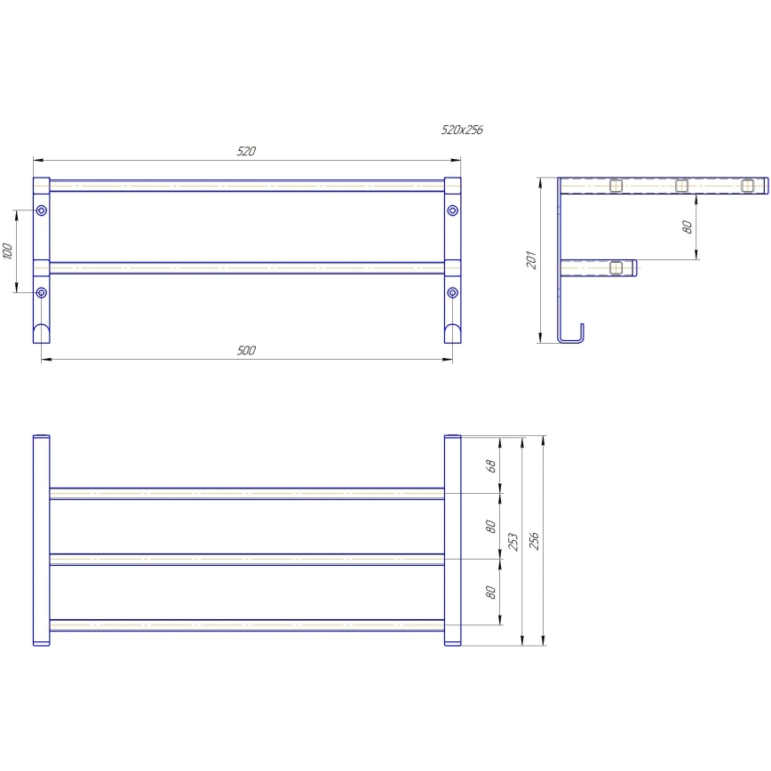 Porta-toalhas para radiador de casa de banho HF SHEFFIELD, 52 x 25,6 cm, preto