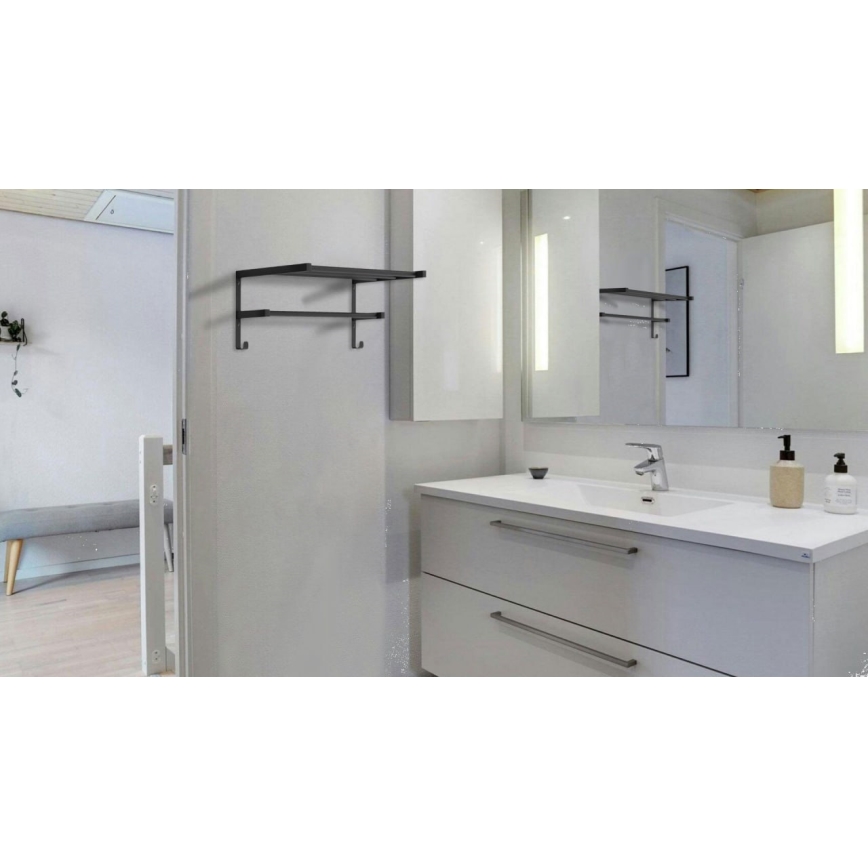 Porta-toalhas para radiador de casa de banho HF SHEFFIELD, 52 x 25,6 cm, preto