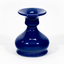 Porta-vela em cerâmica 8,5 cm azul escuro
