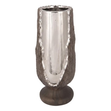 Porta-velas 25x11 cm prateado/castanho