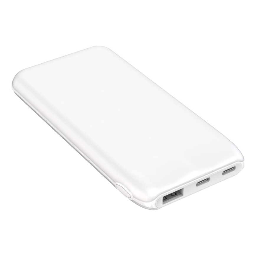 Power Bank 10000 mAh 10W Power Delivery 2xUSB-C + 1xUSB-A branco