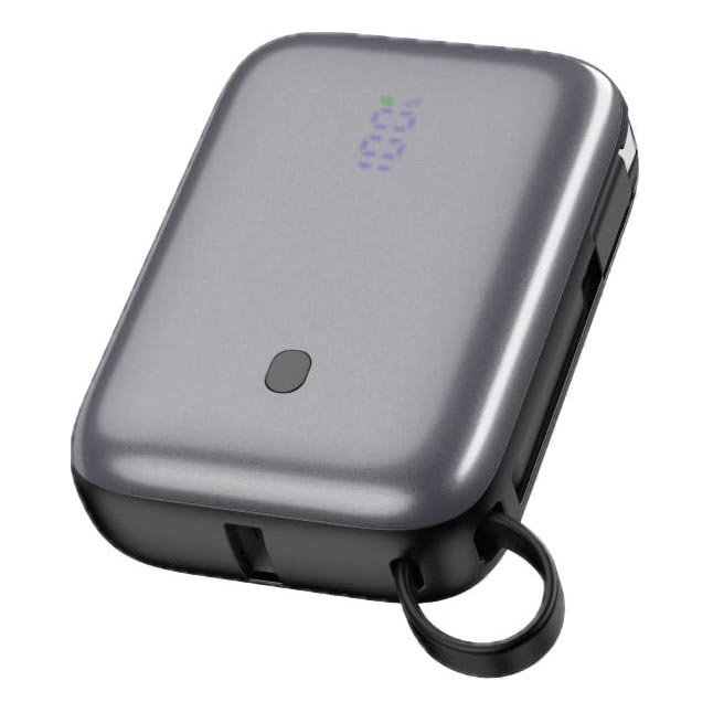 Power Bank 10000 mAh 20W Power Delivery Compact com cabo USB-C retrátil integrado de 1m preto