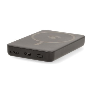 Power Bank 2 em 1 magnética com carregamento sem fios MagSafe 5000 mAh preta