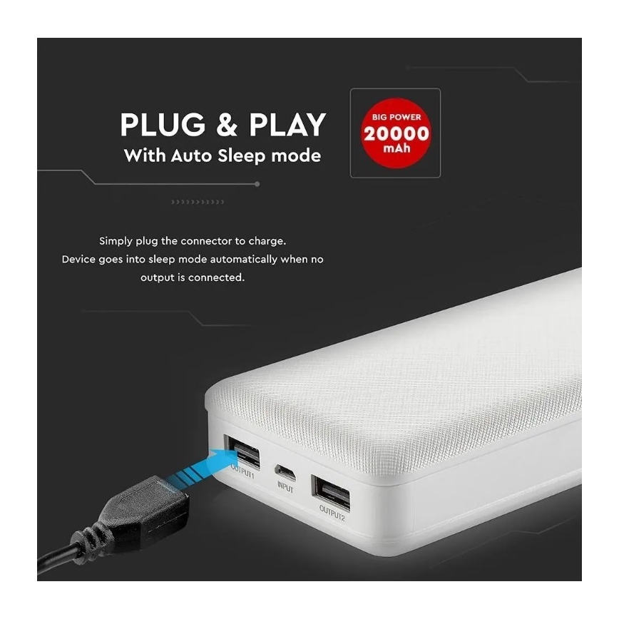 Power bank 20000mAh/5V branca