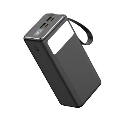 Power Bank 40000 mAh 65W Power Delivery 2xUSB-A + 2xUSB-C com lanterna LED e cabo USB-C 1m preto