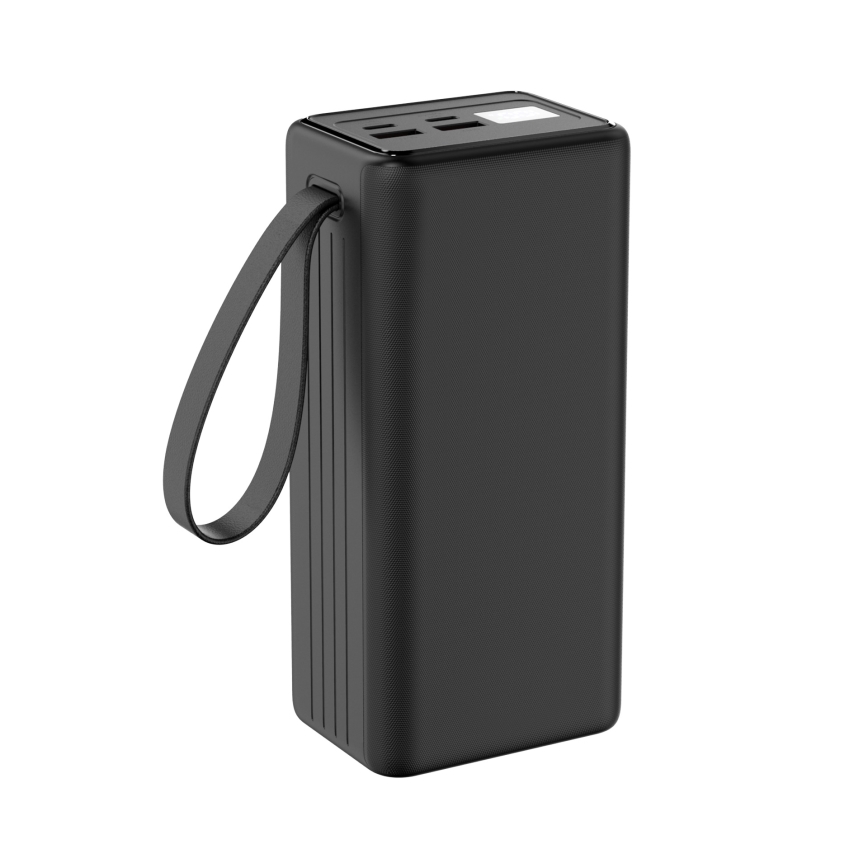 Power Bank 40000 mAh 65W Power Delivery 2xUSB-A + 2xUSB-C com lanterna LED e cabo USB-C 1m preto