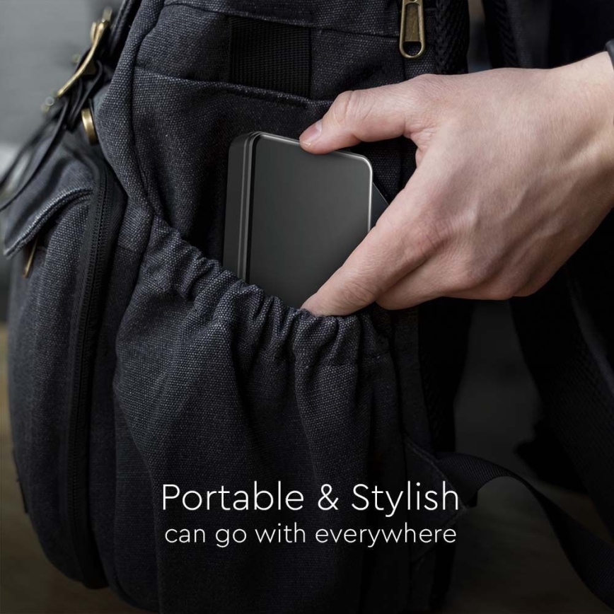 Power Bank com ecrã e carregamento sem fios Power Delivery 5000mAh/20W/5V preto