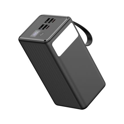 Power Bank 60000 mAh 20W Power Delivery 4xUSB-A + 2xUSB-C com lanterna LED e cabo USB-C de 1m preto