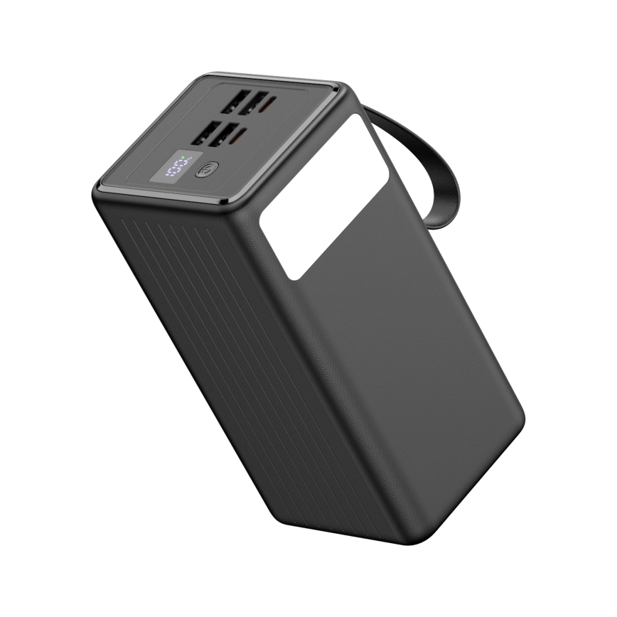 Power Bank 60000 mAh 20W Power Delivery 4xUSB-A + 2xUSB-C com lanterna LED e cabo USB-C de 1m preto