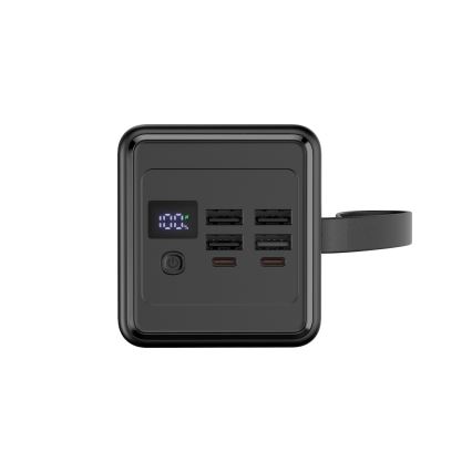 Power Bank 60000 mAh 20W Power Delivery 4xUSB-A + 2xUSB-C com lanterna LED e cabo USB-C de 1m preto