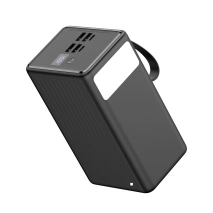 Power Bank 70000 mAh 20W Power Delivery 4xUSB-A + 2xUSB-C com lanterna LED e cabo USB-C 1m preto