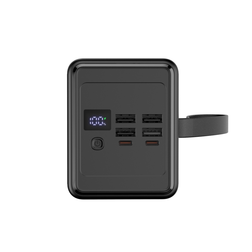 Power Bank 70000 mAh 20W Power Delivery 4xUSB-A + 2xUSB-C com lanterna LED e cabo USB-C 1m preto