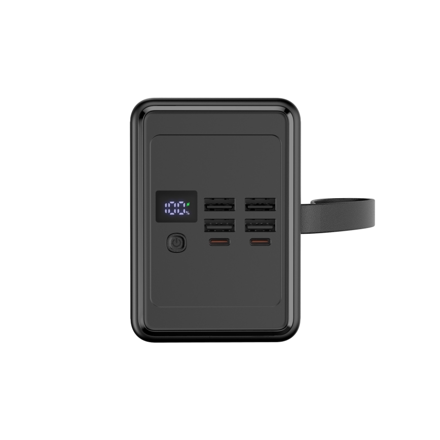 Power Bank 80000 mAh 20W Power Delivery 4xUSB-A + 2xUSB-C com lanterna LED e cabo USB-C 1m preto