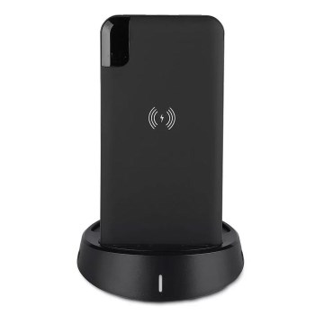 Power Bank 8000mAh/3,7V com carregamento sem fios e estação de ancoragem preta