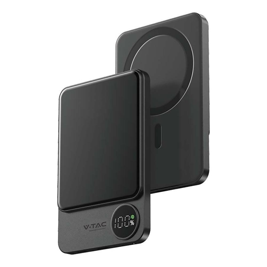 Power Bank com ecrã e carregamento sem fios Power Delivery 5000mAh/20W/5V preto