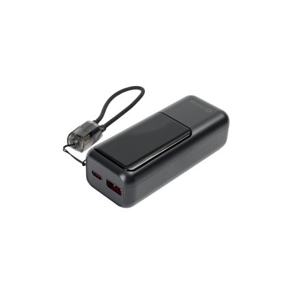 Power bank com ecrã LED, Power Delivery, 10000 mAh, 3,7 V, preto
