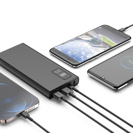 Power Bank com visor LED Power Delivery 10000 mAh 3,7V preto