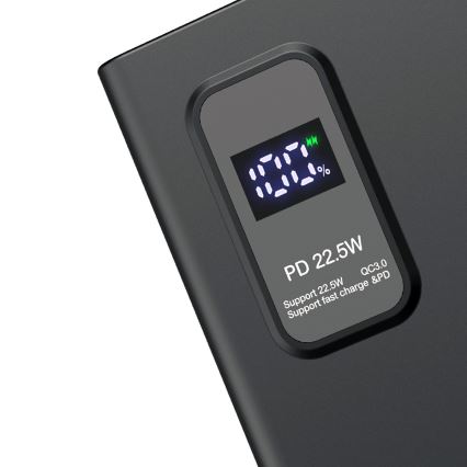 Power Bank com visor LED Power Delivery 10000 mAh 3,7V preto