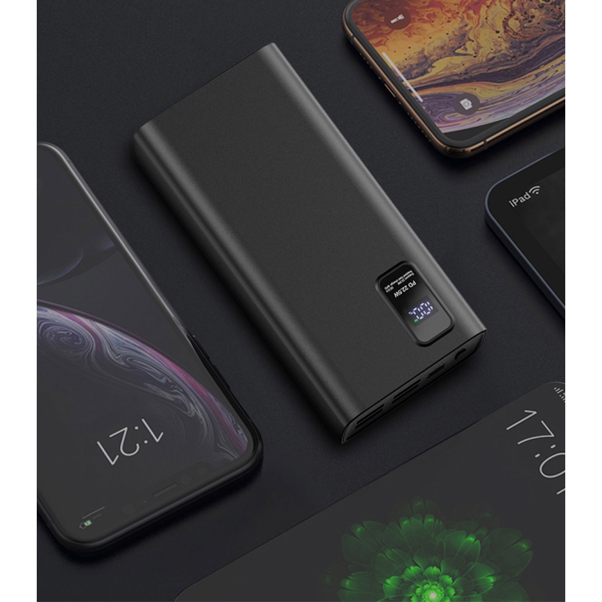 Power Bank com visor LED Power Delivery 30000 mAh 3,7V preta