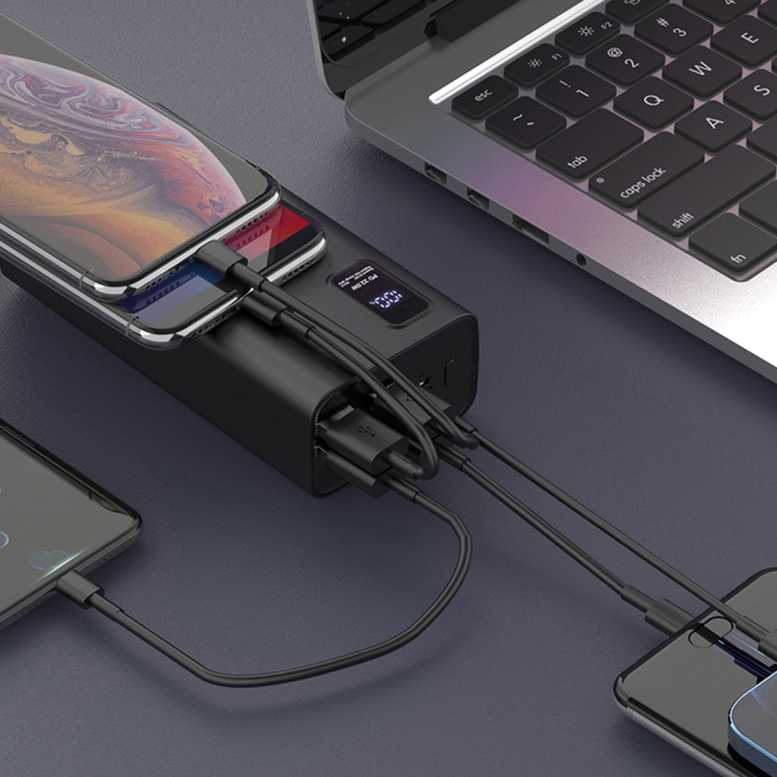 Power Bank com visor LED Power Delivery 30000 mAh 3,7V preta