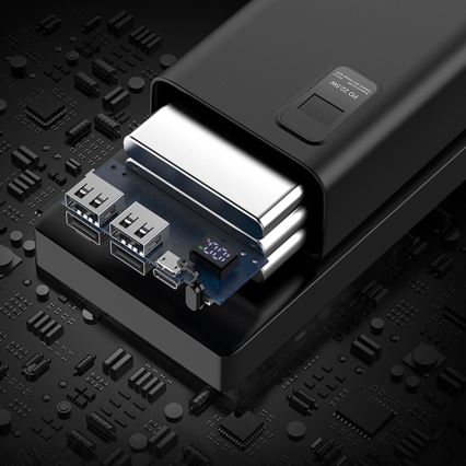 Power Bank com visor LED Power Delivery 30000 mAh 3,7V preta