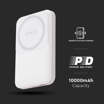 Power Bank Magnética com carregamento sem fios Power Delivery 10 000mAh/20W/3,7V branco