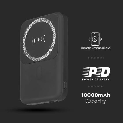 Power Bank Magnética com carregamento sem fios Power Delivery 10 000mAh/20W/3,7V preto