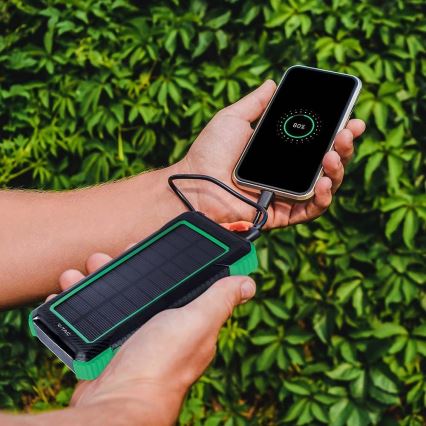 Power Bank solar com Power Delivery 10000mAh/10W/5V preto