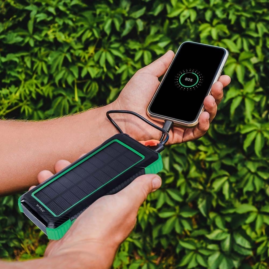Power Bank solar com Power Delivery 10000mAh/10W/5V preto