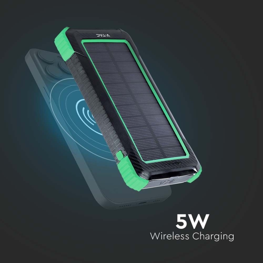 Power Bank solar com Power Delivery 10000mAh/10W/5V preto