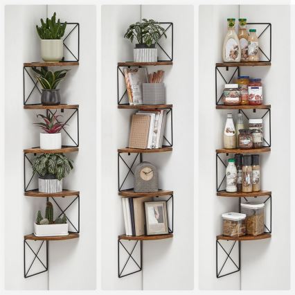 Prateleira de canto para parede SNAKE castanha/preta