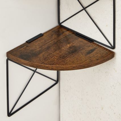 Prateleira de canto para parede SNAKE castanha/preta