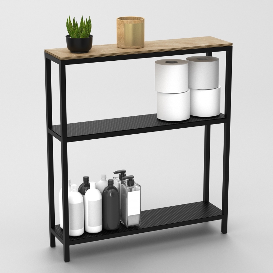 Prateleira de casa de banho 67x60 cm preto