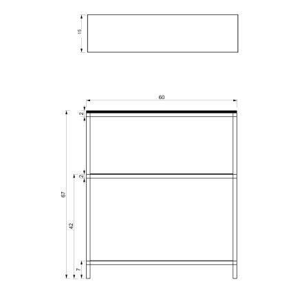 Prateleira de casa de banho 67x60 cm preto