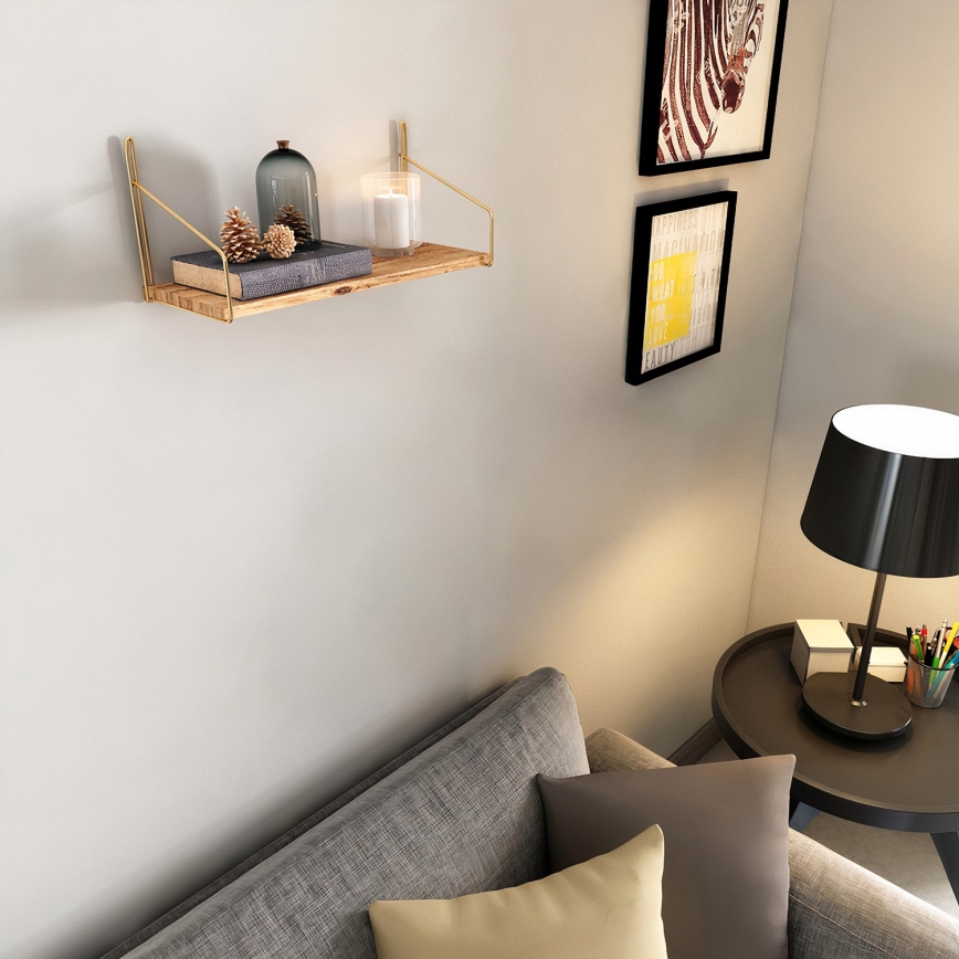 Prateleira de parede 45x16 cm carvalho/dourado