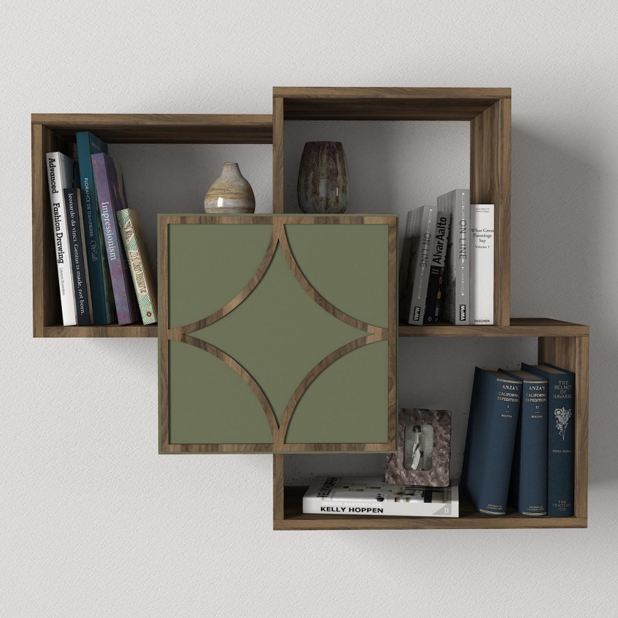 Prateleira de parede ARCO 73x79,2 cm castanho/verde