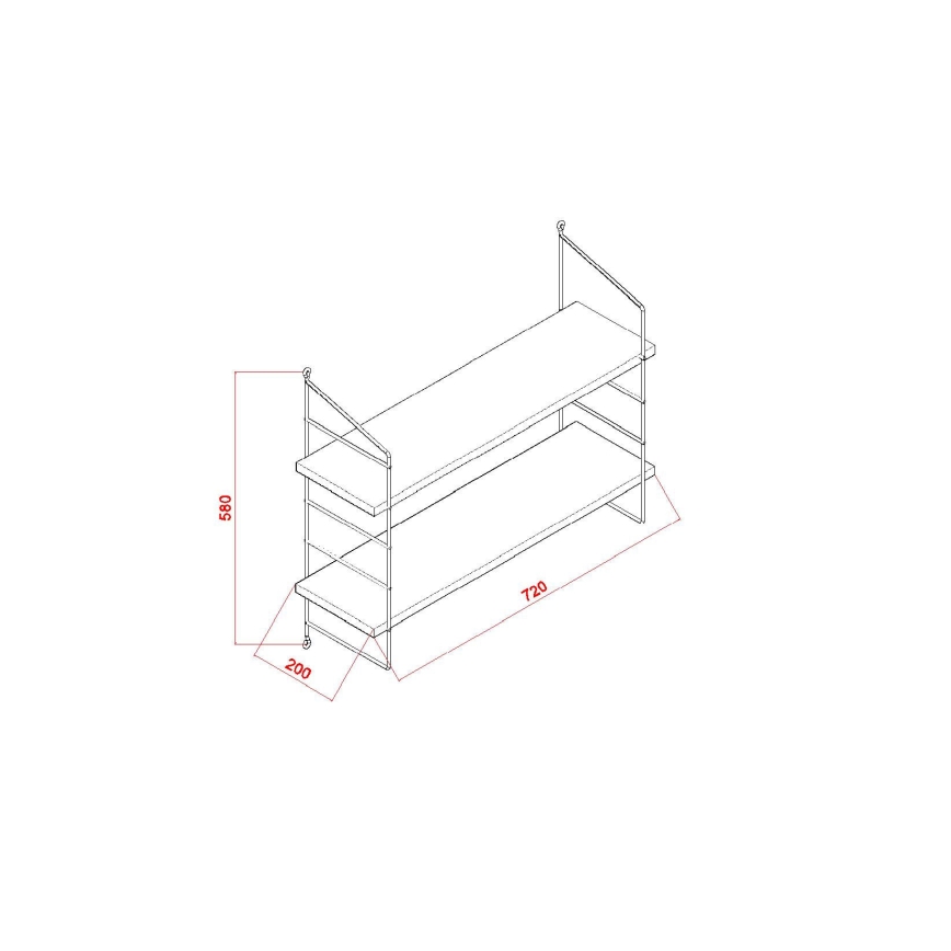 Prateleira de parede ARMONI 58x72 cm castanho/preto