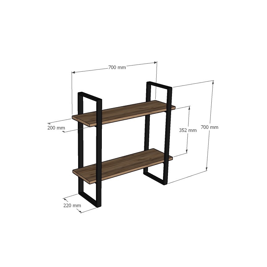 Prateleira de parede BUBA 70x70 cm castanho/antracite