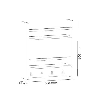 Prateleira de parede com cabide HARLEY 60x53,6 cm branco