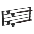 Prateleira de parede com vasos de flores e iluminação LED SHELF 50x118 cm preto/pinho