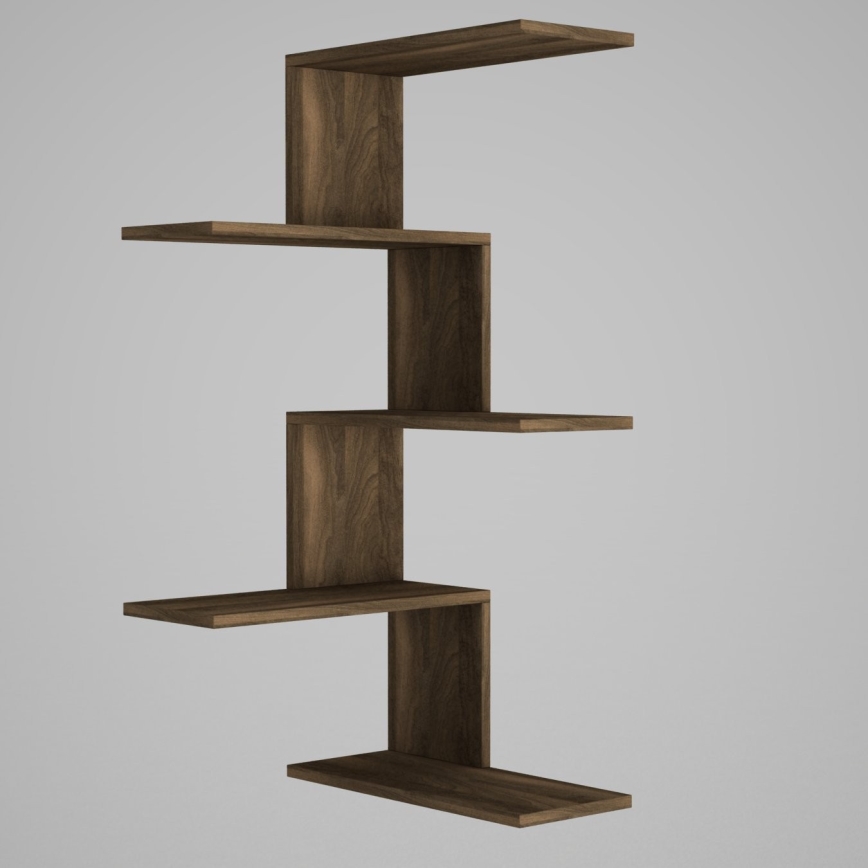 Prateleira de parede de canto CANIKO 109x51,5 cm castanho