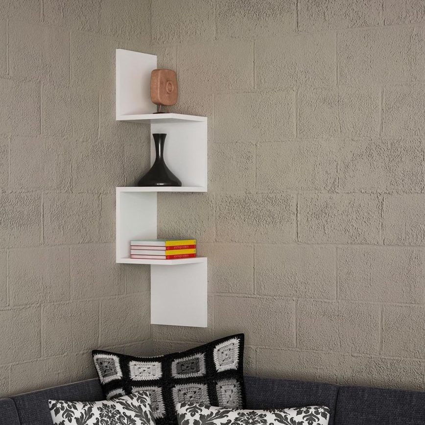 Prateleira de parede de canto CORNER 105,4x25 cm branco