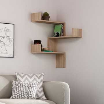Prateleira de parede de canto LUKSA 90x60 cm castanho