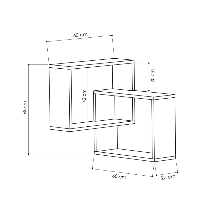 Prateleira de parede de canto RING 68x68 cm cinzento/antracite